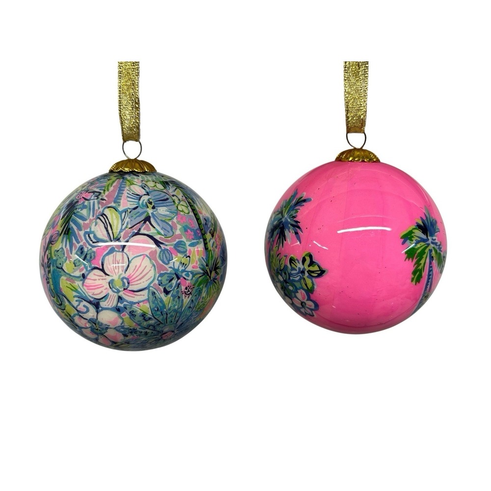 Lilly Pulitzer Tropical Colorful Holiday Ornament Set of 2 - Picture 5 of 5